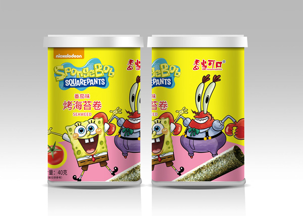 香當(dāng)可口海綿寶寶系列-番茄味烤海苔卷桶裝