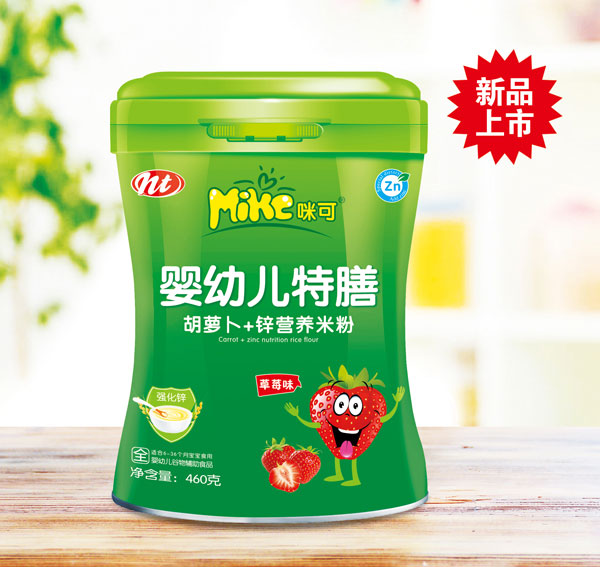 咪可嬰幼兒特膳胡蘿卜+鋅營養(yǎng)米粉(草莓味)