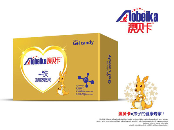 澳貝卡+鐵凝膠糖果 盒裝