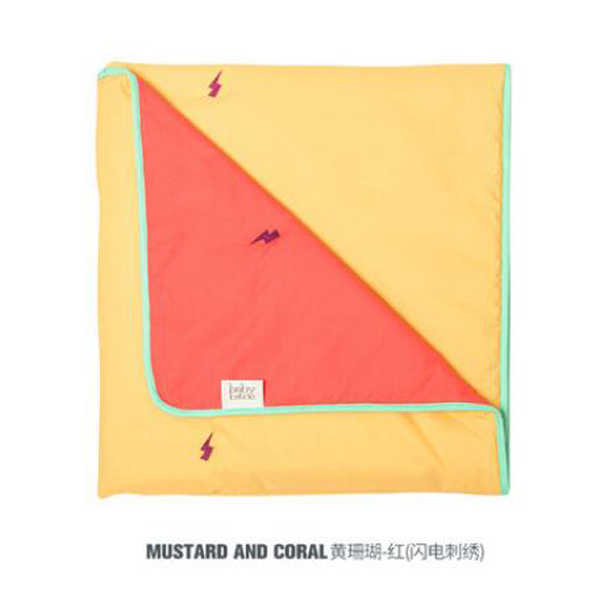 西班牙baby bites 嬰兒蓋毯 黃珊瑚-紅(閃電刺繡)