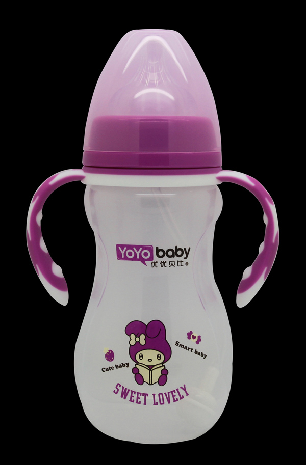 優(yōu)優(yōu)貝比300ml寬口PP帶手柄自動吸奶瓶(配吸嘴+吸管)