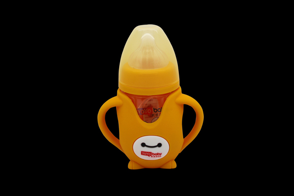 優(yōu)優(yōu)貝比150ml 寬口企鵝帶硅膠套玻璃奶瓶