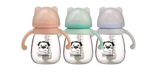 馨菲寶貝熊貓寬口徑晶鉆玻璃奶瓶240ml