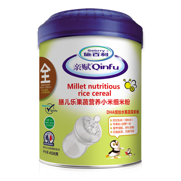 施百利親賦膳兒樂果蔬營養(yǎng)小米細(xì)米粉-DHA繽紛水果蔬菜多維罐裝
