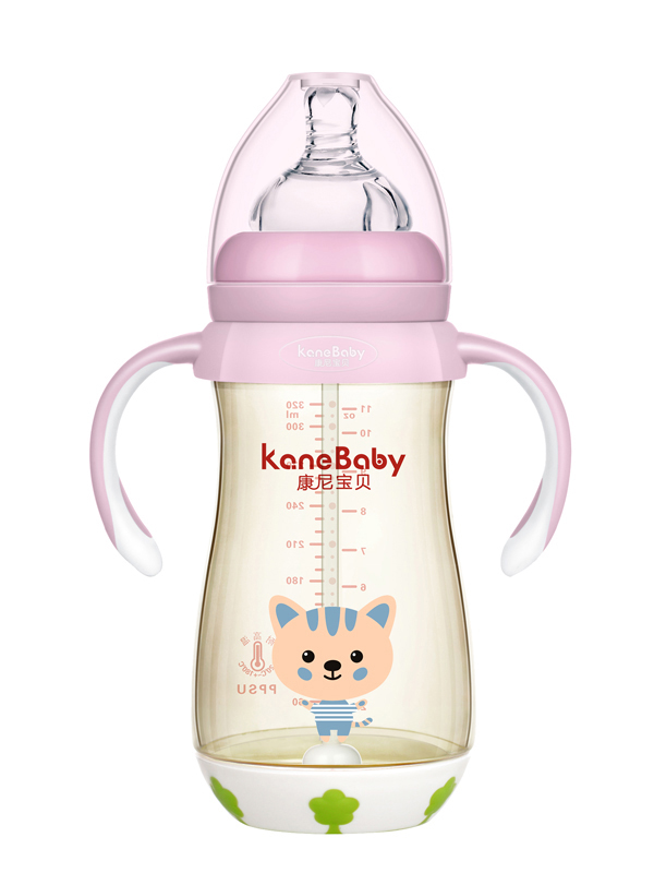 康尼寶貝時(shí)尚條紋貓小子PPSU奶瓶-粉色