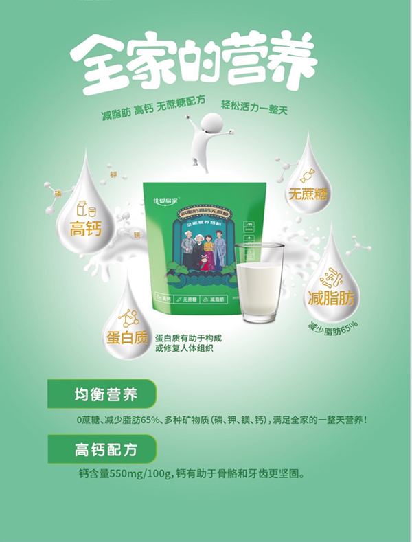 優(yōu)愛易家減脂肪高鈣無蔗糖全家營養(yǎng)奶粉
