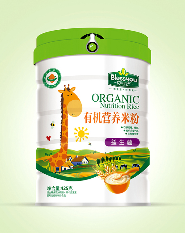 貝熙優(yōu)一標(biāo)一碼有機(jī)米粉425克聽(tīng)裝(益生菌)