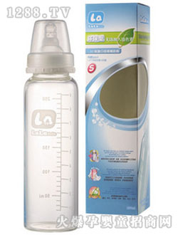 樂樂寶貝250ml標(biāo)準(zhǔn)口徑晶鉆玻璃奶瓶