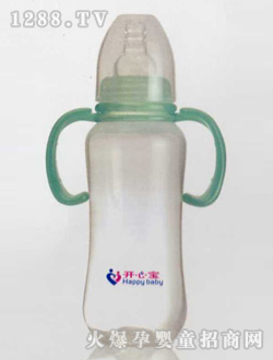 開(kāi)心寶綠色雙柄高腰奶瓶
