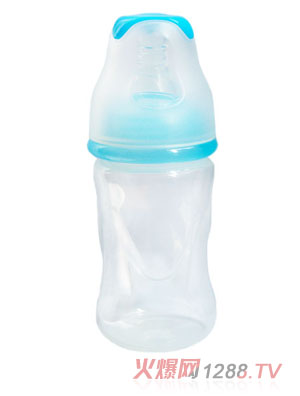 親恩4安標口徑花型PP奶瓶（藍）