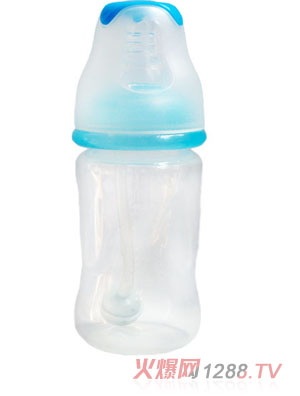 親恩4安標口徑花型自動PP奶瓶（蘭色）