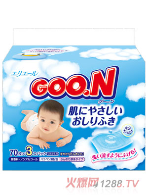 大王柔滑波浪型yinge濕巾70-3P