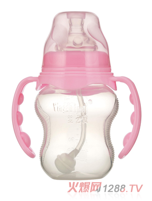 嬰之美寬口雙耳自動(dòng)葫蘆PP奶瓶210ML粉色