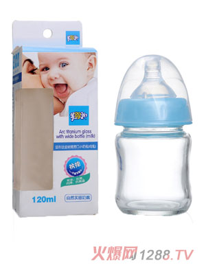 美嬰堂弧形鈦金玻璃寬口奶瓶120ML