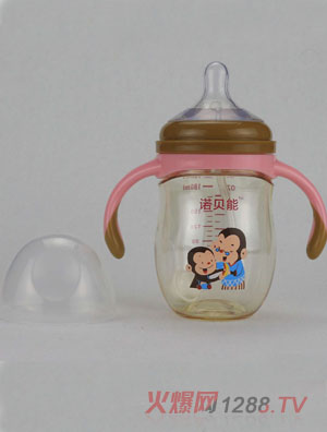 諾貝能yingye奶瓶帶柄粉色