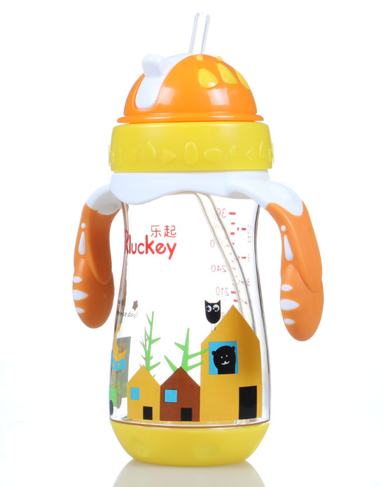 樂(lè)起PPSU歪嘴帶吸管水壺300ml橙色