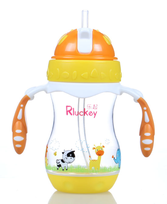 樂(lè)起PP帶吸管水壺240ml橙色