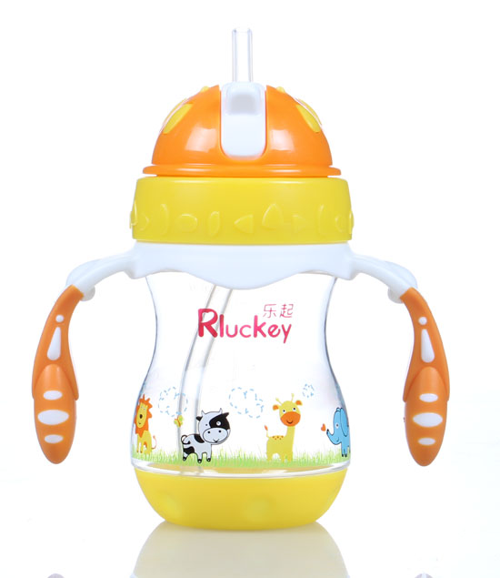 樂(lè)起PP帶吸管水壺180ml橙色