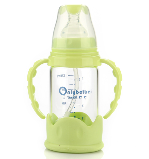 唯昵貝貝標(biāo)口防摔玻璃奶瓶120ml綠色