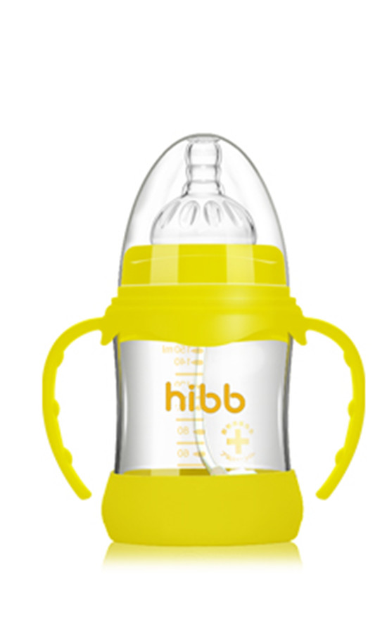 浩一貝貝防摔自動玻璃奶瓶黃色150ml