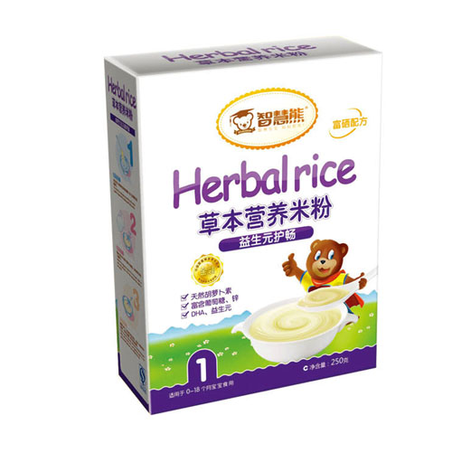 智慧熊益生元護(hù)暢草本營養(yǎng)米粉1段盒裝